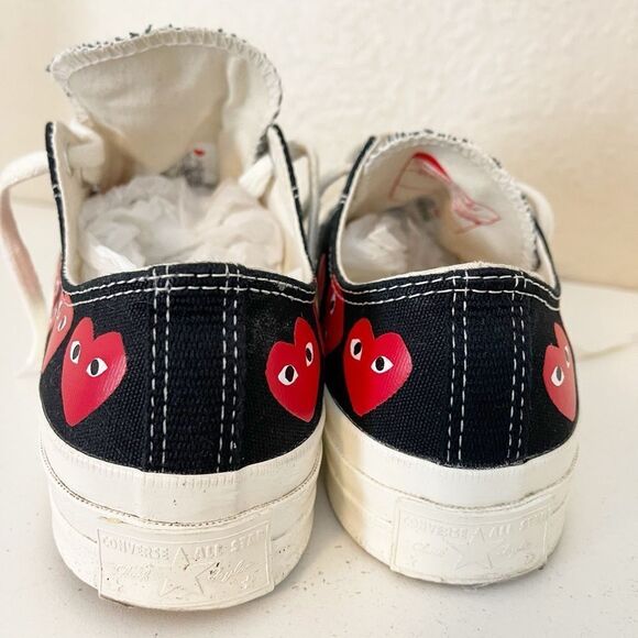 comme des garçon play x converse chuck 70 multi heart black sneakers W8.5/M6.5 - Picture 9 of 16